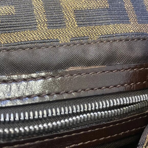 FENDI Logo Mamma Zucca Pattern Shoulder Bag Canvas Leather Brown Italy 662RH389 - Picture 12 of 16